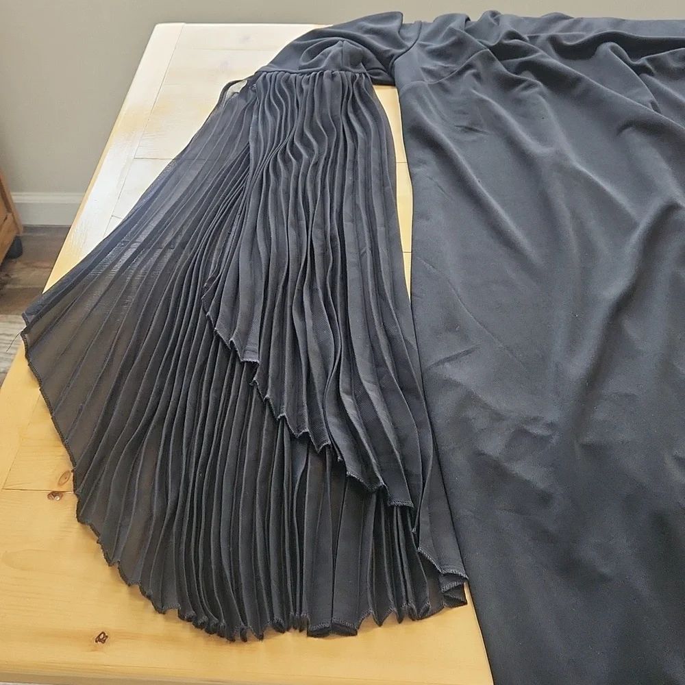 Eloquii Black Pleated Sleeve Scoop Neck Stretch Midi Dress Women's 20 - Picture 14 of 16